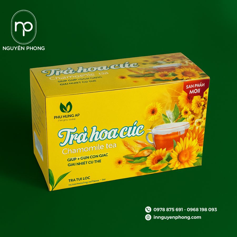 In hộp giấy đựng trà hoa cúc đẹp